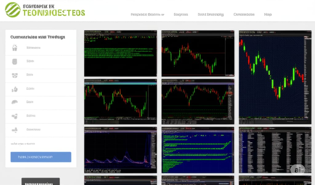 Interfaz de plataforma de trading con múltiples gráficos e indicadores técnicos.